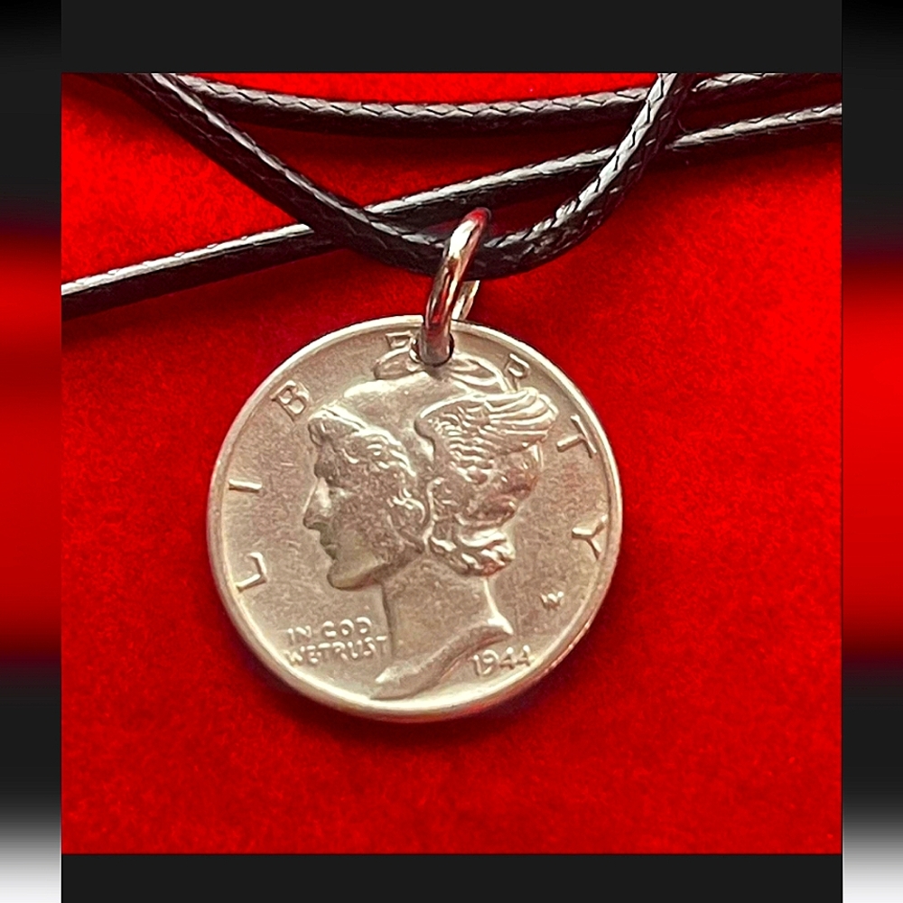 Murcury Dime Pendant 90% Silver [Real Murcury Dime] Random Year W/ Necklace